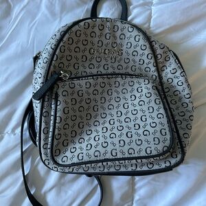 Guess Monogrammed Gray and Black Backpack